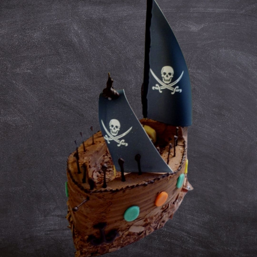 Ein Tortentraum für den Kindergeburtstag: Die Piratenschifftorte aus Schokolade.